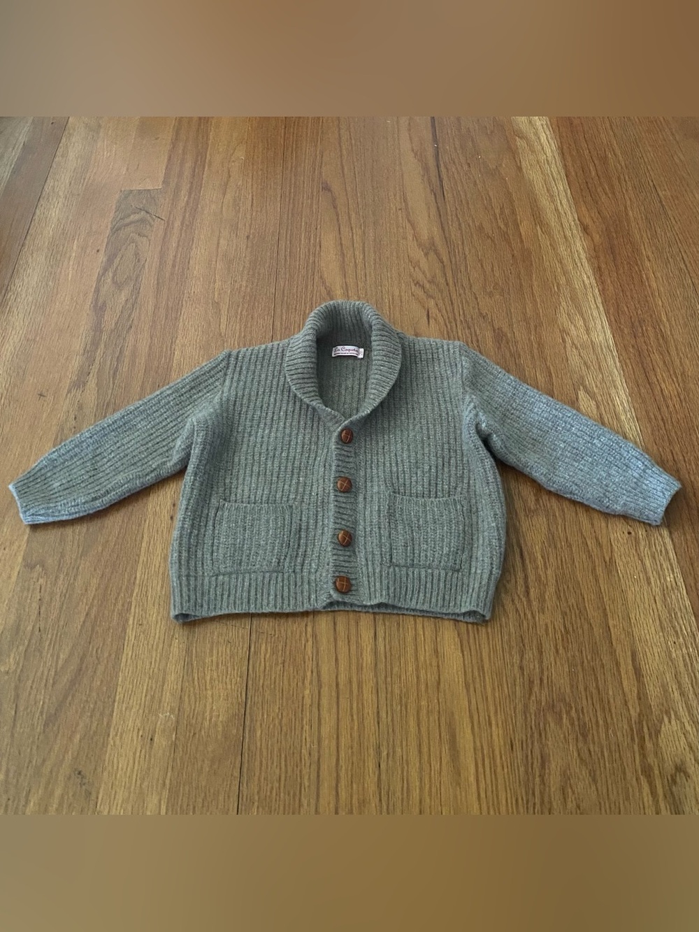 La Coqueta Wool Blend Shawl Collar Ribbed Cardigan